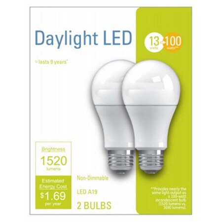 Ge 13W A21 LED Light bulb, Daylight, 2PK 235068